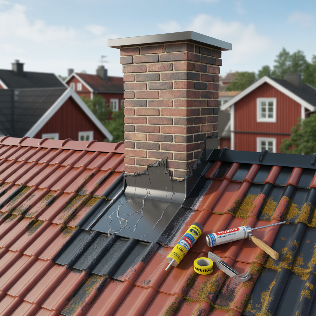 taklackage vid skorsten felsokning tatning och kostnad