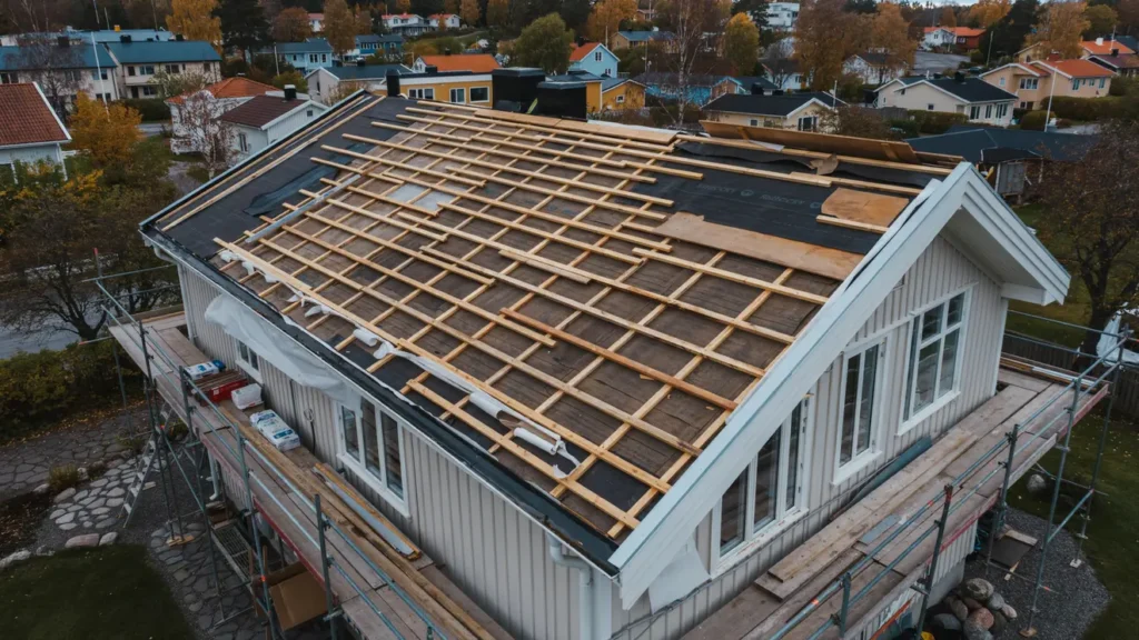 takbyte med r spont och isolering i sickla stockholm